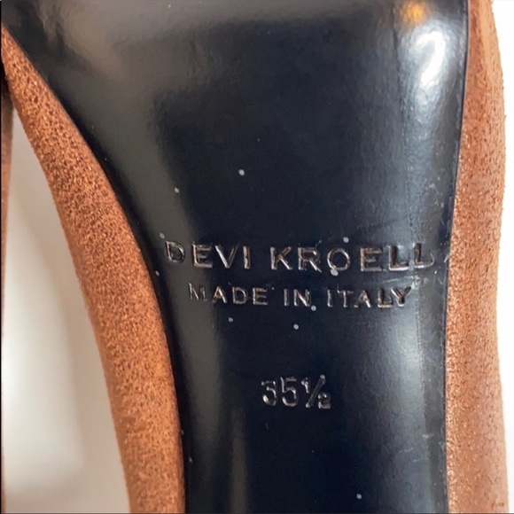 Devi Kroell Brown Square Toe Pumps Size 35.5 - Picture 4 of 9